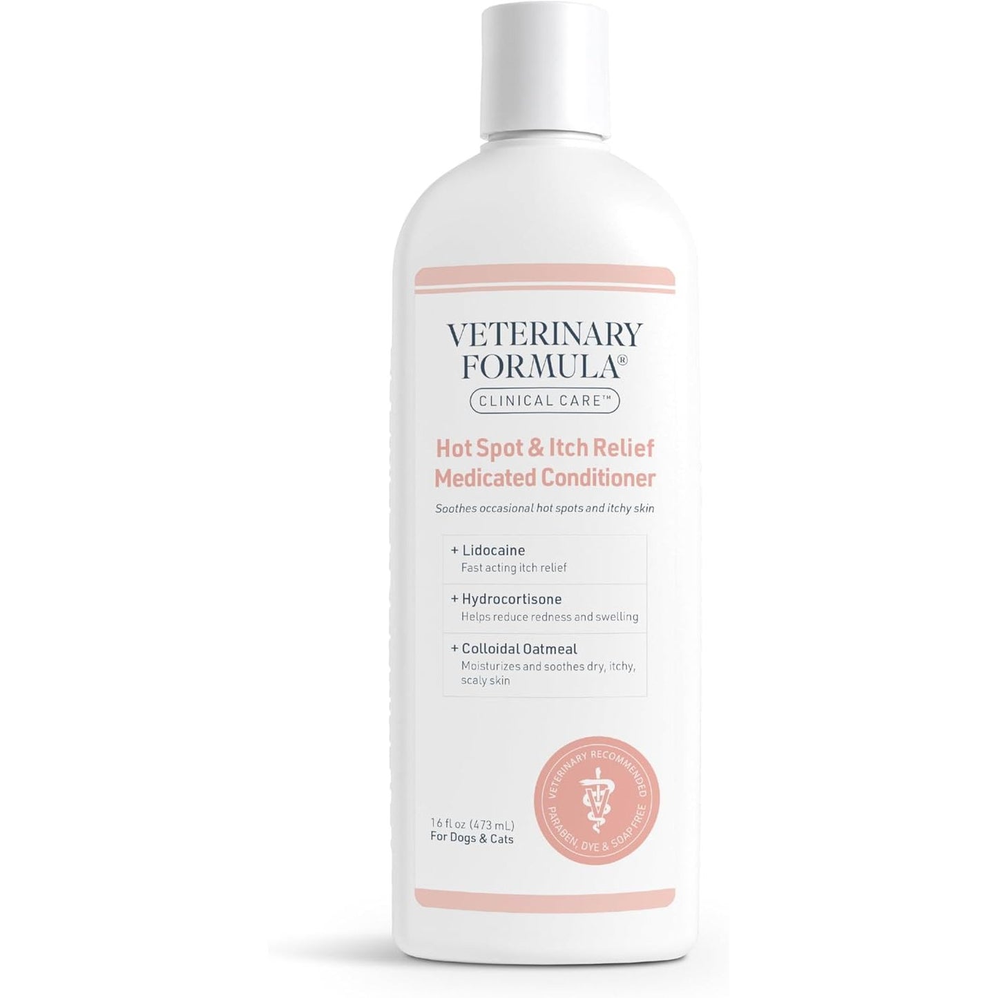 Veterinary Formula Clinical Care Medicated Shampoo for Dogs and Cats - 16 oz, Soothing Relief for Hot Spots and Itchy Sensitive Skin