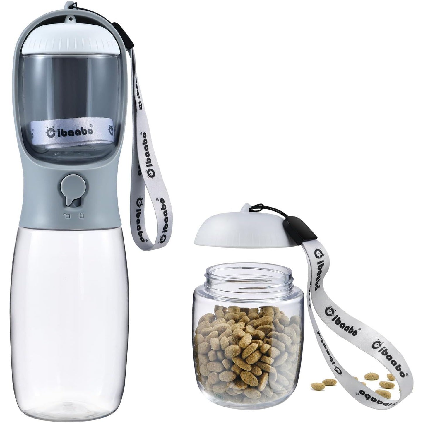 Cibaabo 2-in-1 Dog Water Bottle with Food Container - Perfect for Outdoor Adventures with Your Puppy!