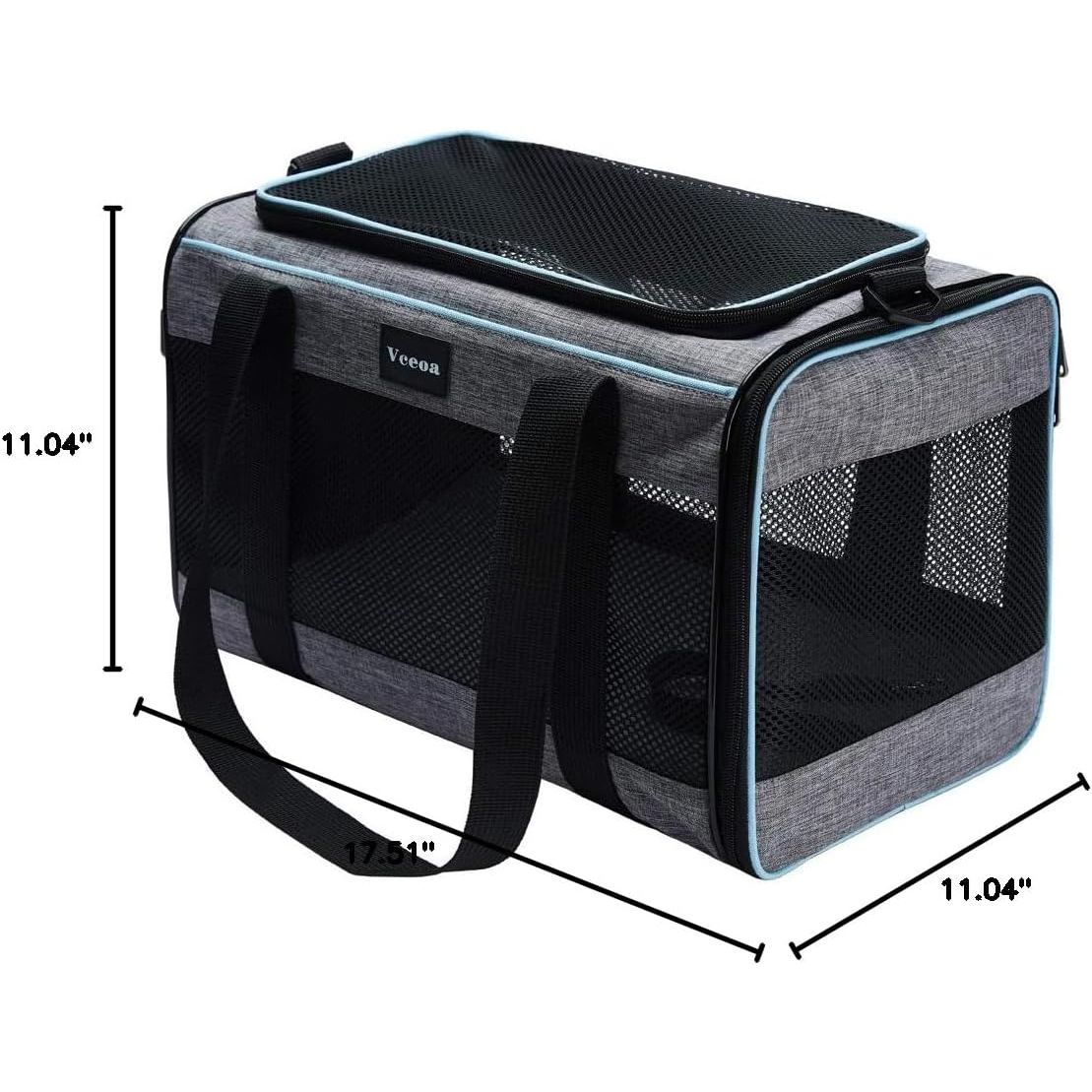 Soft-Sided Pet Carrier for Cats and Dogs up to 16 lbs - 17.5"x11"x11" Travel Bag for Pets