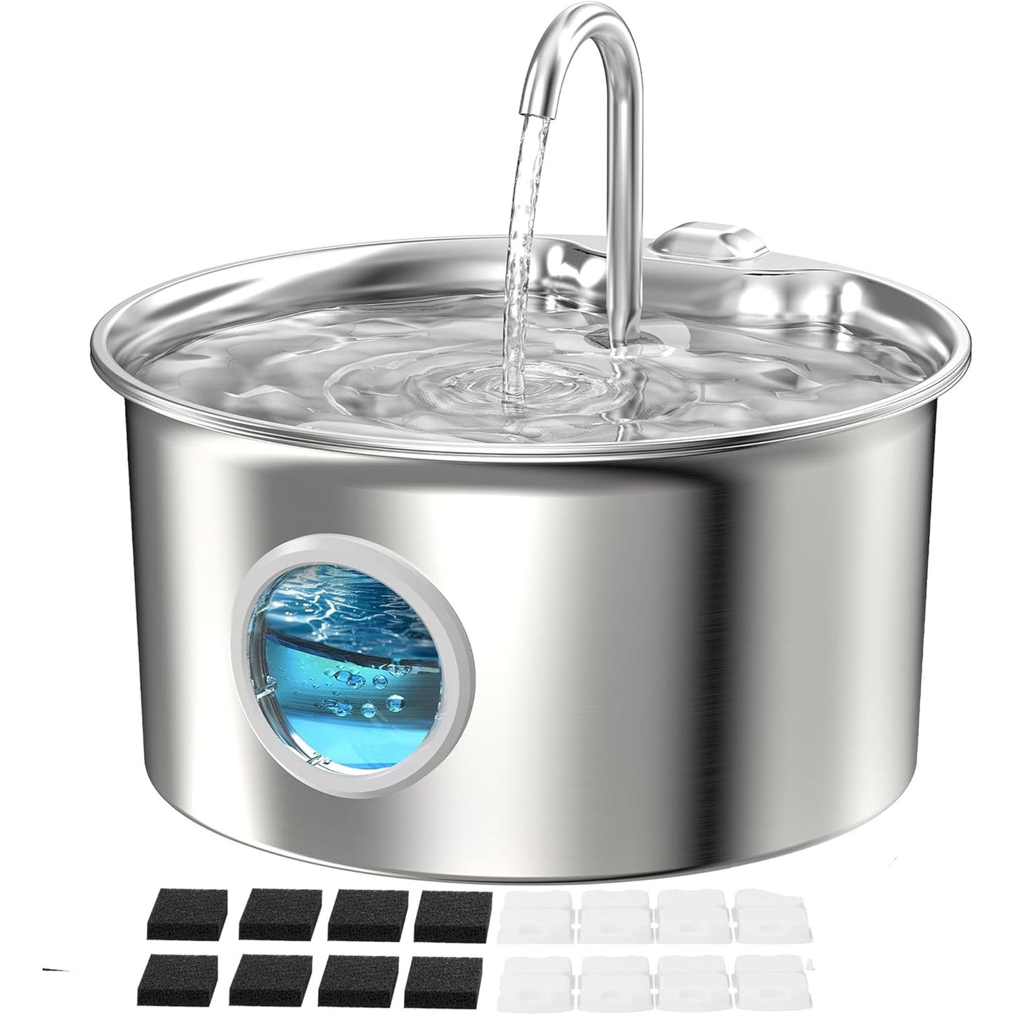 Cat Water Fountain Stainless Steel: Cat Fountain for Drinking - 88Oz/2.6L Pet Water Fountain for Cats Indoor - Quiet Cats Water Bowl Dispenser - Pets Feeding & Watering Supplies - for Small Animals