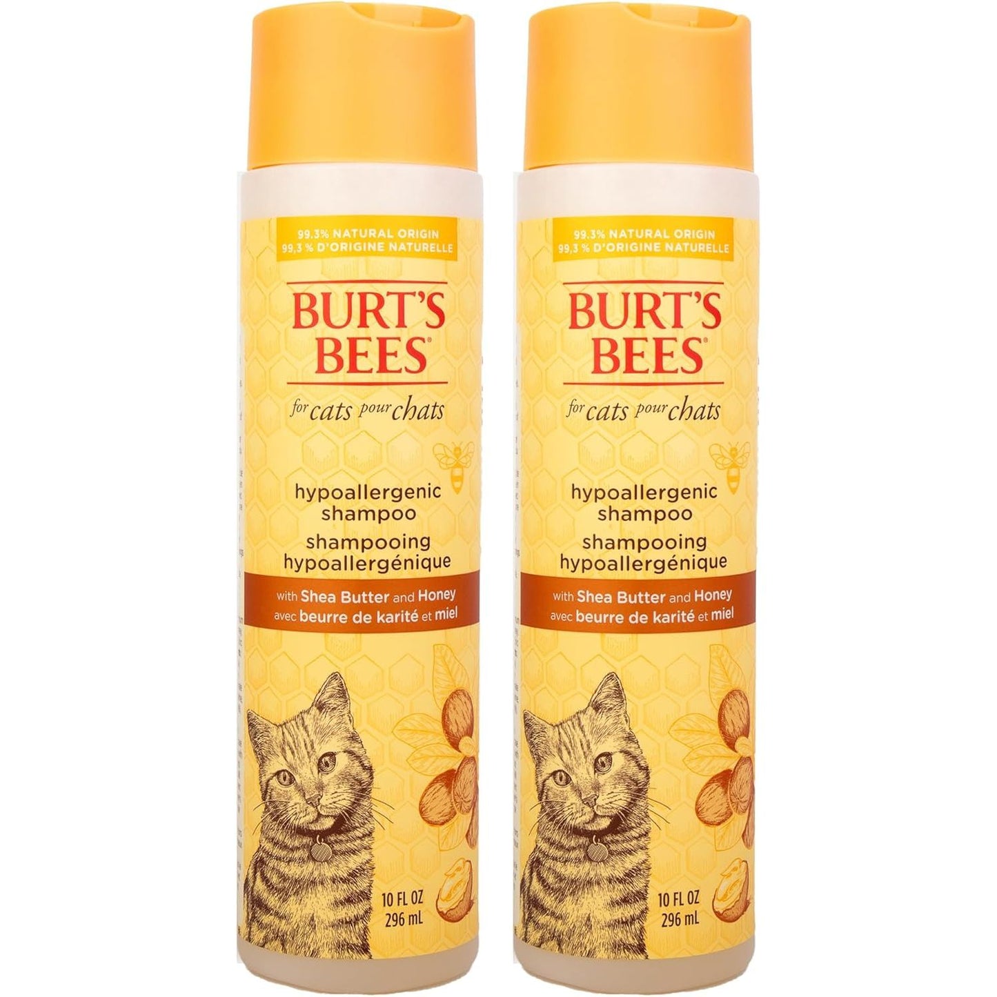 Burt’S Bees for Pets Hypoallergenic Cat Shampoo with Shea Butter and Honey, Gentle Kitten Shampoo for Indoor Cats with Dry or Sensitive Skin, Cat Bathing Supplies, 10 Fl Oz
