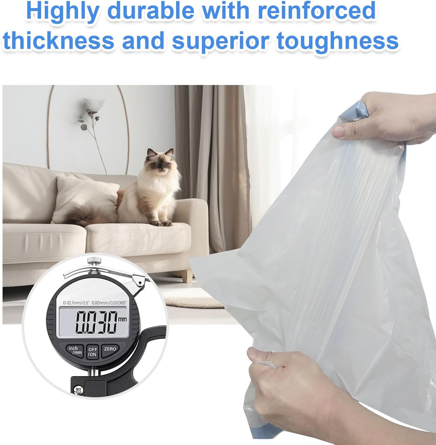 80 Count Cat Litter Box Liner Bags for Open-Top Pet Automatic Self Cleaning Cat Litter Box, Waste Bags, 27" X 13"Heavy Duty Replacement Trash Bags with Drawstring (Grey)