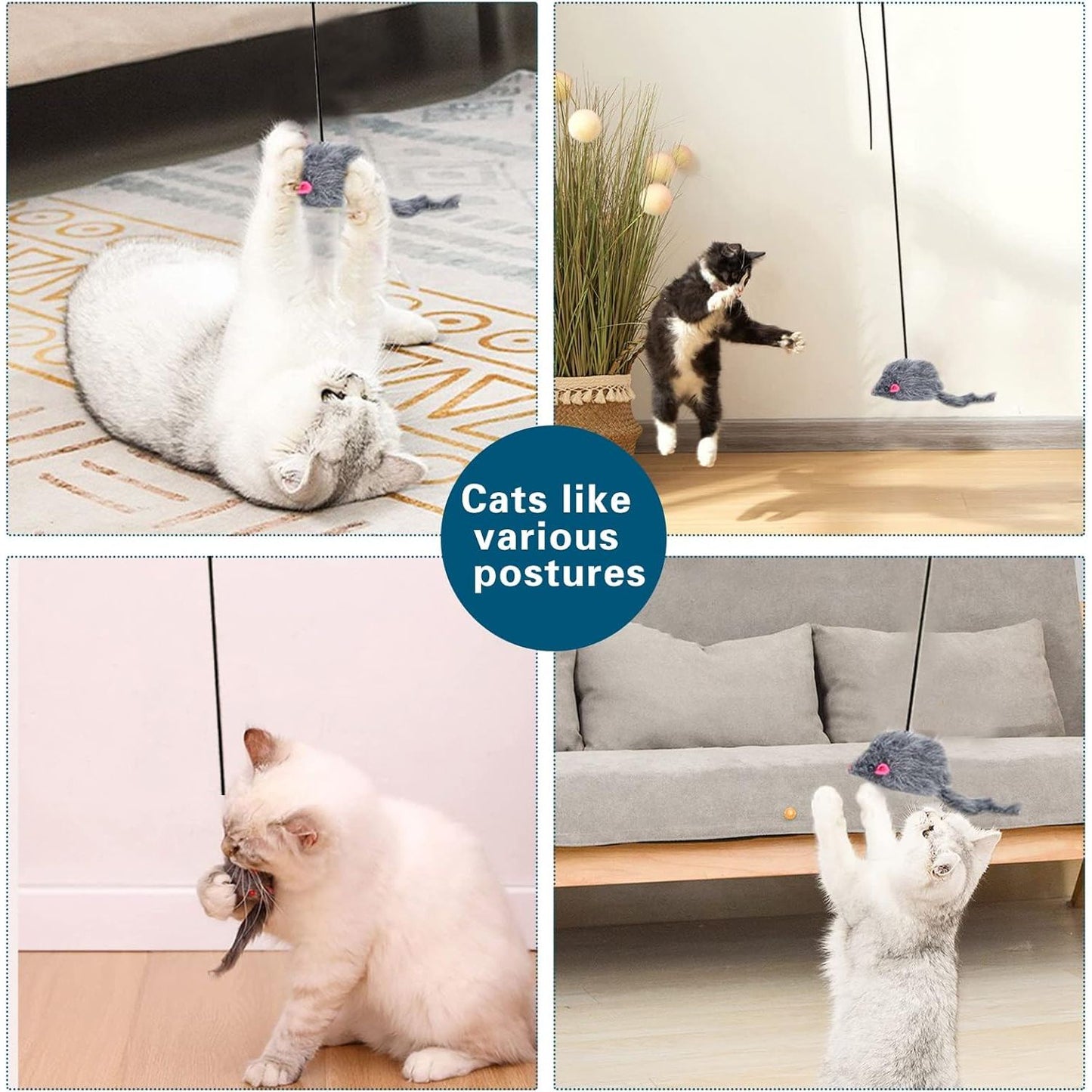 Kalimdor Interactive Retractable Cat Feather Teaser Toy for Indoor Cats and Kittens (Single Pack)