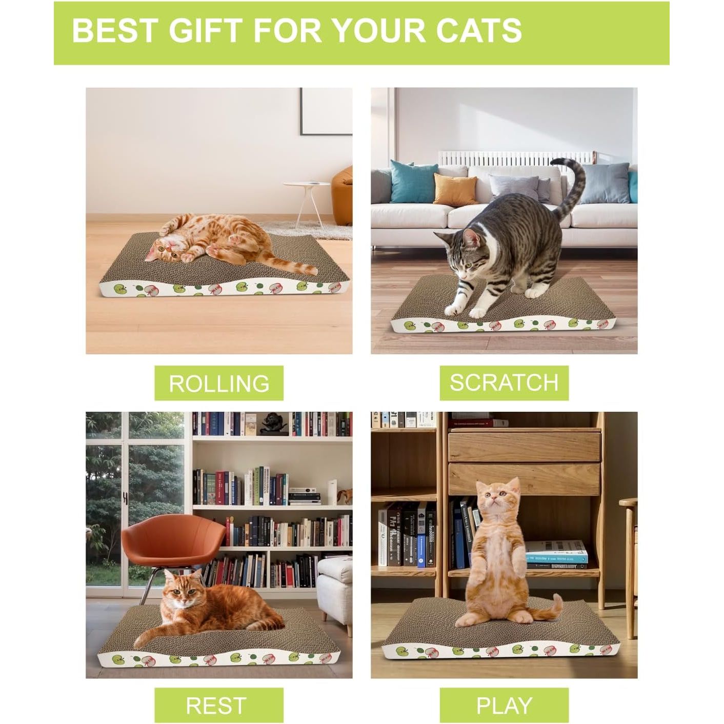Premium Double-Sided Corrugated Cat Scratching Board with Catnip - Pack of 2