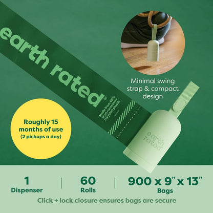 Dog Poop Bag Holder with Bags, Durable and Guaranteed Leakproof, Lavender Scented, 1 Dispenser and 900 Count