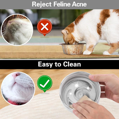 Marble Ceramic Pet Bowl Set – 2 Elevated Food & Water Bowls with Wooden Stand (1¾ Cups, Black)