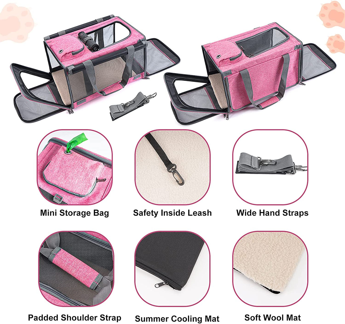 Spacious Pet Carrier – Soft Travel Bag for Medium to Large Cats & Small Dogs