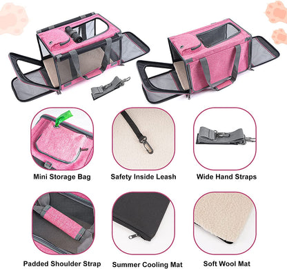 Spacious Pet Carrier – Soft Travel Bag for Medium to Large Cats & Small Dogs