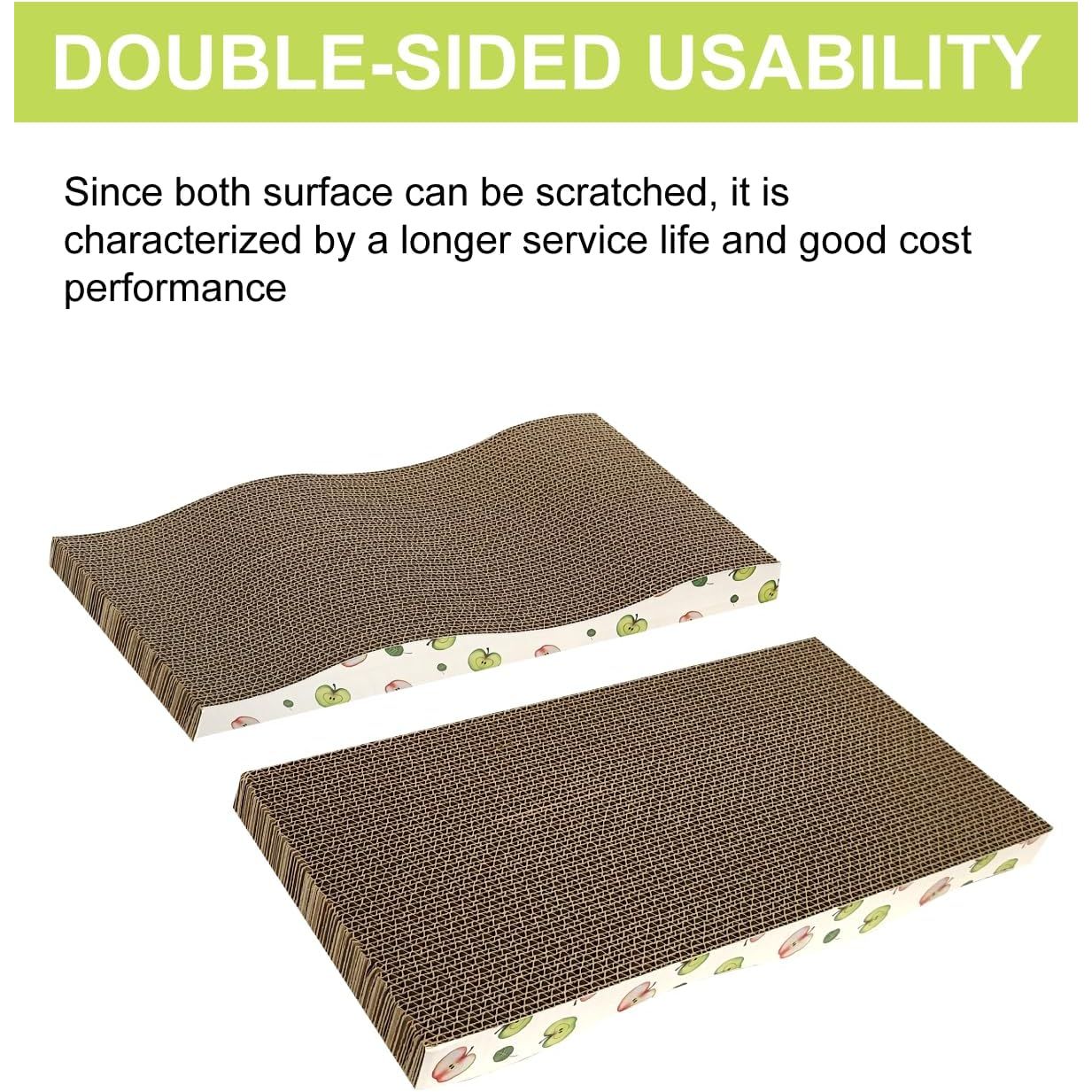 Premium Double-Sided Corrugated Cat Scratching Board with Catnip - Pack of 2