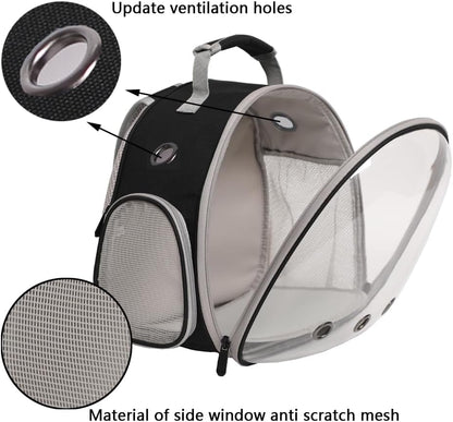 Small Animal Travel Backpack – Clear Bubble Window Carrier for Guinea Pigs, Reptiles & More (Grey, Airline-Approved)