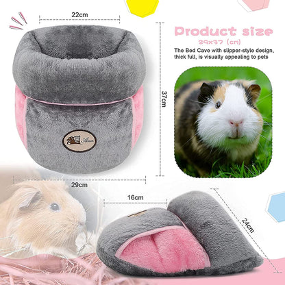 Guinea Pig Bed Cuddle Cave Warm Fleece Cozy House Bedding Sleeping Cushion Cage Nest for Small Animal Squirrel Chinchilla Rabbit Hedgehog Cage Accessories (Grey)