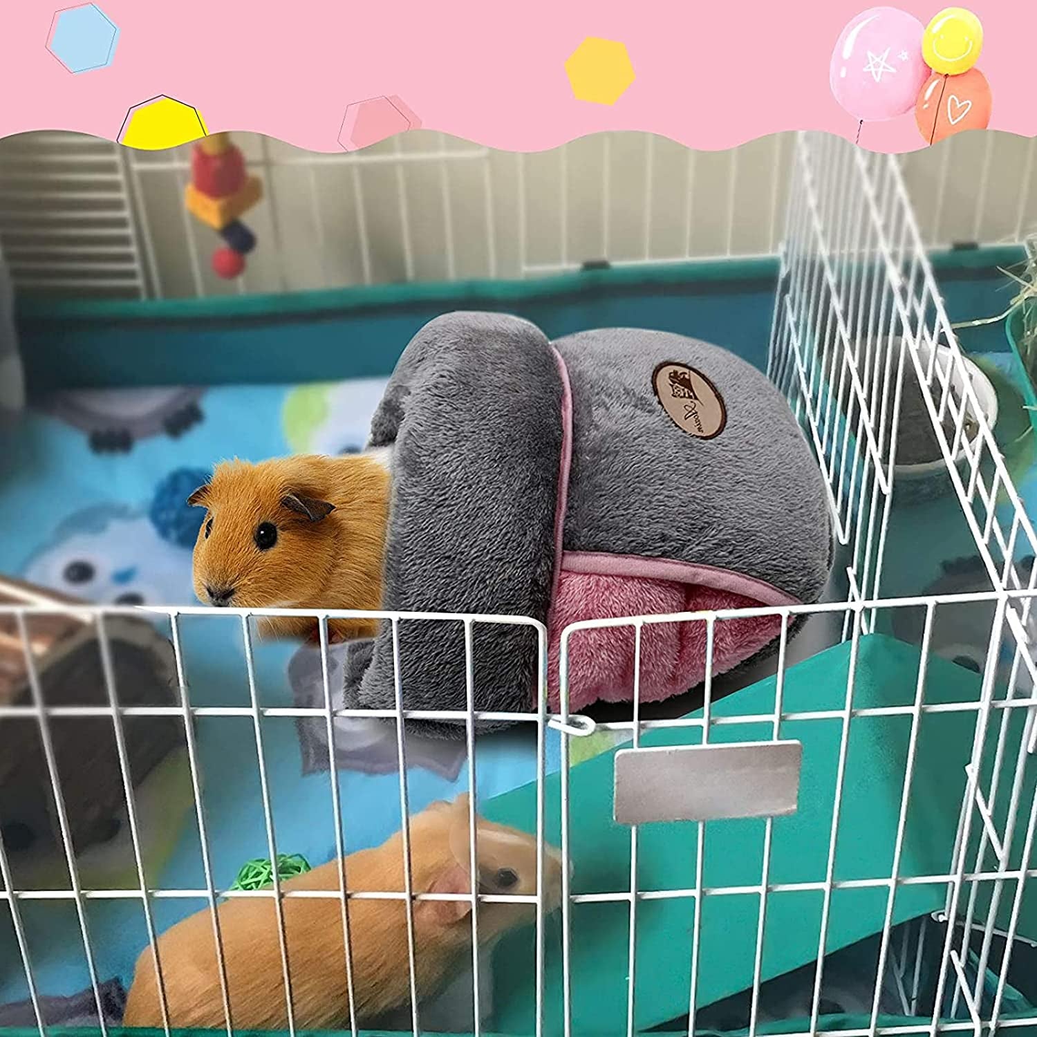 Guinea Pig Bed Cuddle Cave Warm Fleece Cozy House Bedding Sleeping Cushion Cage Nest for Small Animal Squirrel Chinchilla Rabbit Hedgehog Cage Accessories (Grey)