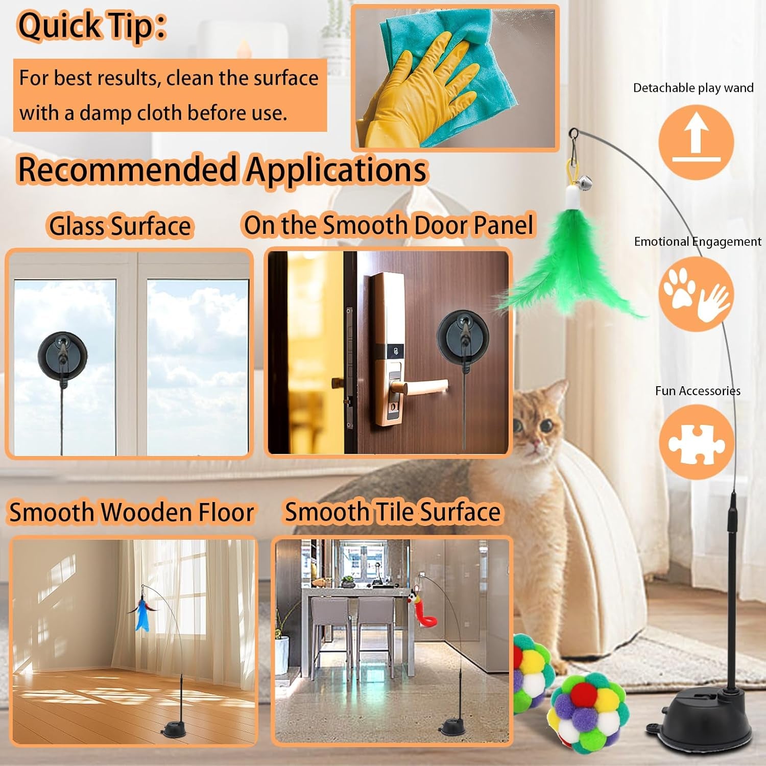 4-in-1 Interactive Cat Toy Set – Wand, Hanging Toys, Balls & Replaceable Feathers for Indoor Play