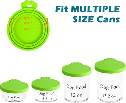 4-Pack Silicone Pet Can Lids – Universal Fit for 3 Can Sizes, BPA-Free & Dishwasher Safe (Blue, Green, Orange, Pink)