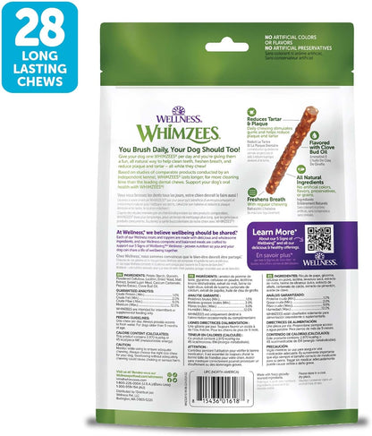 Wellness Veggie Sausage Dental Chews for Dogs, Natural Treats, Small Size Sticks, 28 Count