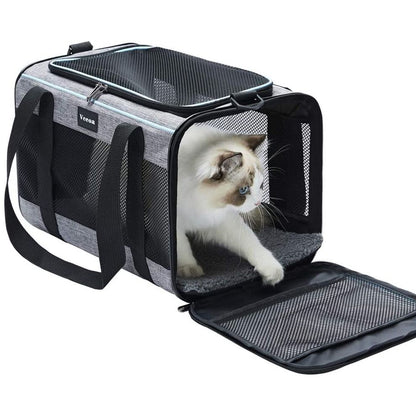 Soft-Sided Pet Carrier for Cats and Dogs up to 16 lbs - 17.5"x11"x11" Travel Bag for Pets