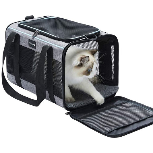Soft-Sided Pet Carrier for Cats and Dogs up to 16 lbs - 17.5"x11"x11" Travel Bag for Pets