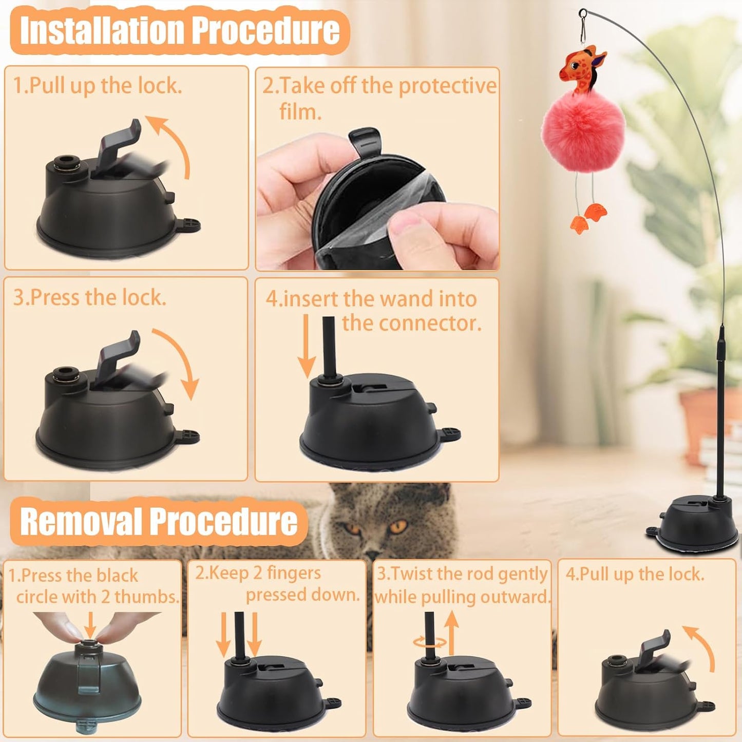 4-in-1 Interactive Cat Toy Set – Wand, Hanging Toys, Balls & Replaceable Feathers for Indoor Play