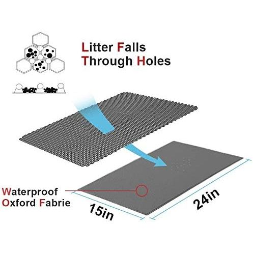 Double Layer Waterproof Cat Litter Mat - Urine-Proof Trapping Mat (Gray, 24 x 15 Inches)