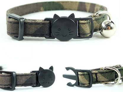 Cat Collar Bowtie with Bell, Quick Release Buckle Safety and Durable Kitties Kittens Cats Breakaway Collar(6.8-10.8In) (Camouflage 2)