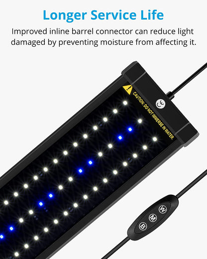 ClassicLED Aquarium Light – White & Blue LEDs with Extendable Brackets (36–48'', 25W)