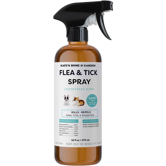  Flea and Tick Spray for Dogs and Cats – 16 Oz – Effectively Kills and Repels Fleas, Ticks, and Mosquitoes – Safe for Pets