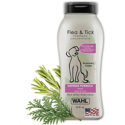 Flea and Tick Repellent Dog Shampoo - Defense Formula with Rosemary and Cedar Scent - 24 oz 