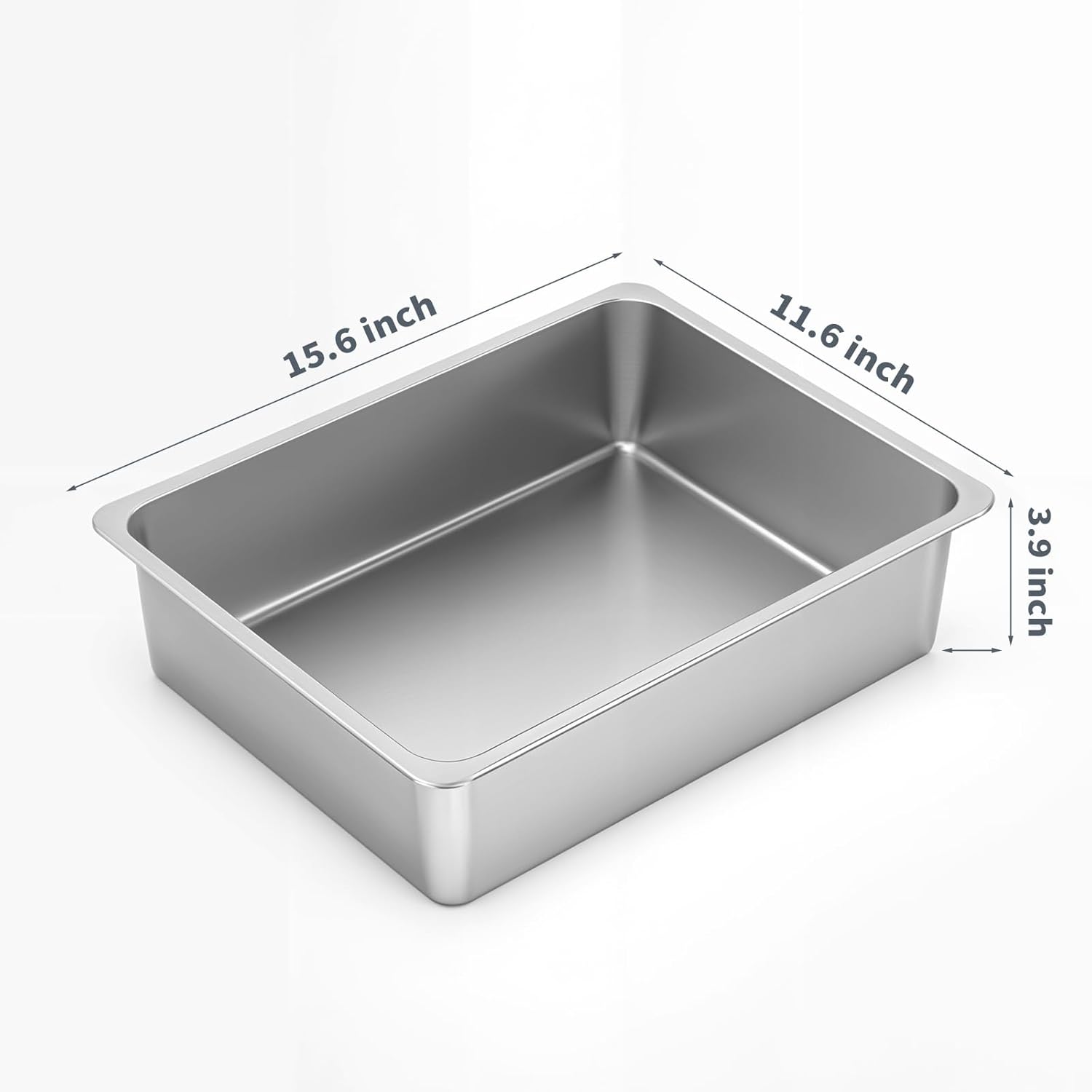 Kirecoo Premium Stainless Steel Cat Litter Box - High-Sided, Non-Stick, Easy-Clean Pan for Cats and Small Pets