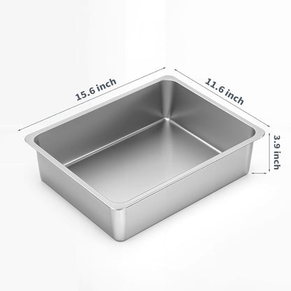 Kirecoo Premium Stainless Steel Cat Litter Box - High-Sided, Non-Stick, Easy-Clean Pan for Cats and Small Pets