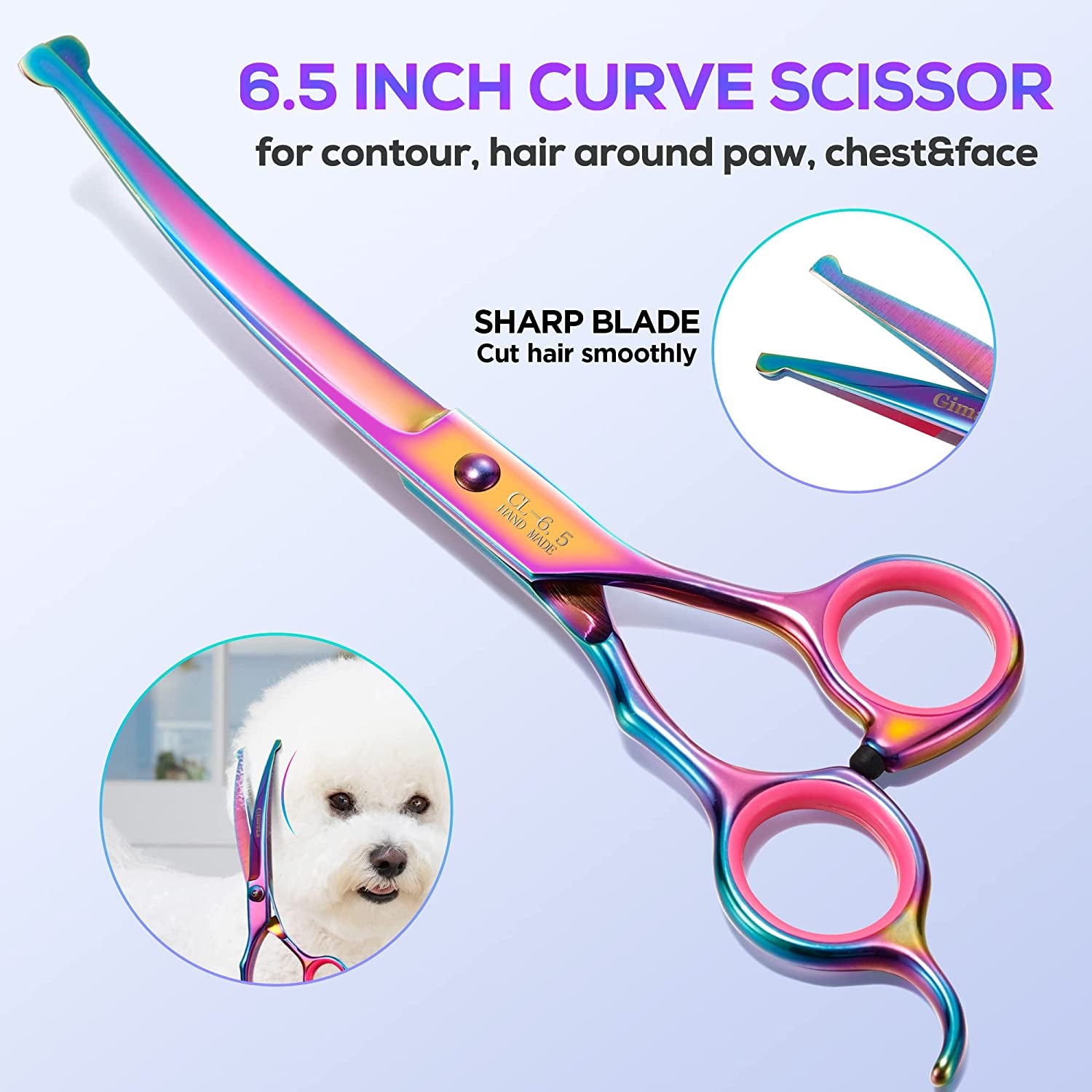 6-in-1 Professional Pet Grooming Scissors – Titanium-Coated Stainless Steel with Safety Tip for Dogs & Cats