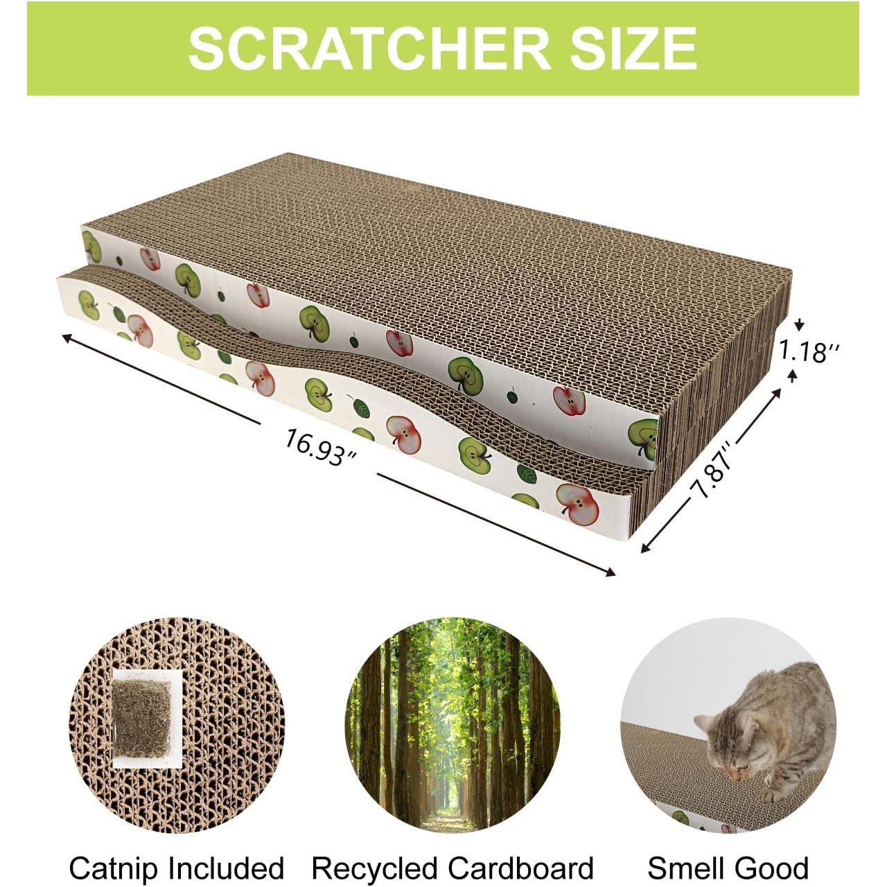 Premium Double-Sided Corrugated Cat Scratching Board with Catnip - Pack of 2