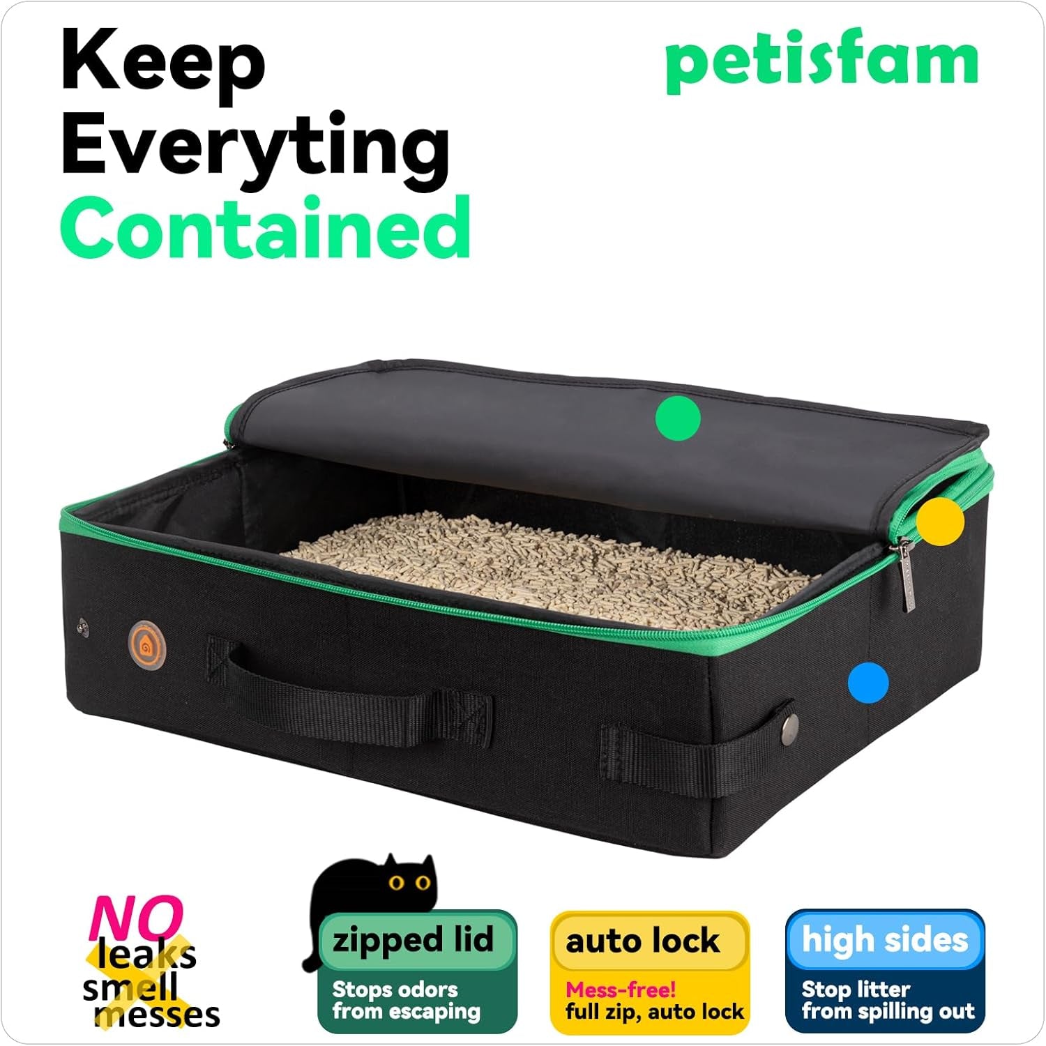 Portable Cat Travel Litter Box with Lid – Odor-Blocking, Easy to Carry & Clean