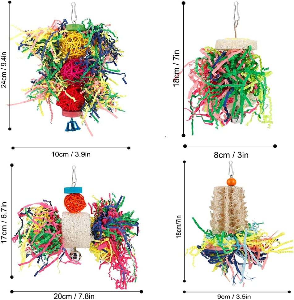 Bird Foraging & Chewing Toy – Hanging Shredded Paper Toy for Parakeets, Conures, Cockatiels & More (No Perch)