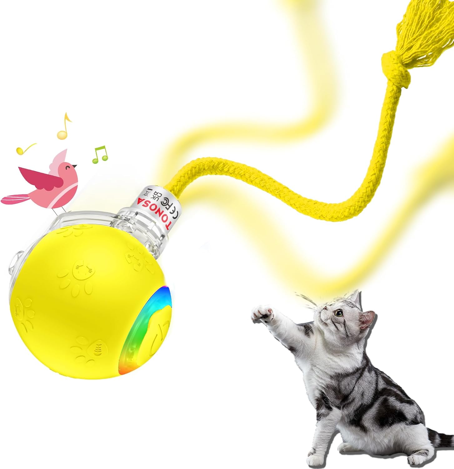 Interactive Cat Toys for Bored Indoor Cats - Motion Activated, RGB Lighting, 2 Speed Settings & 3 Modes - for Cats & Kittens!