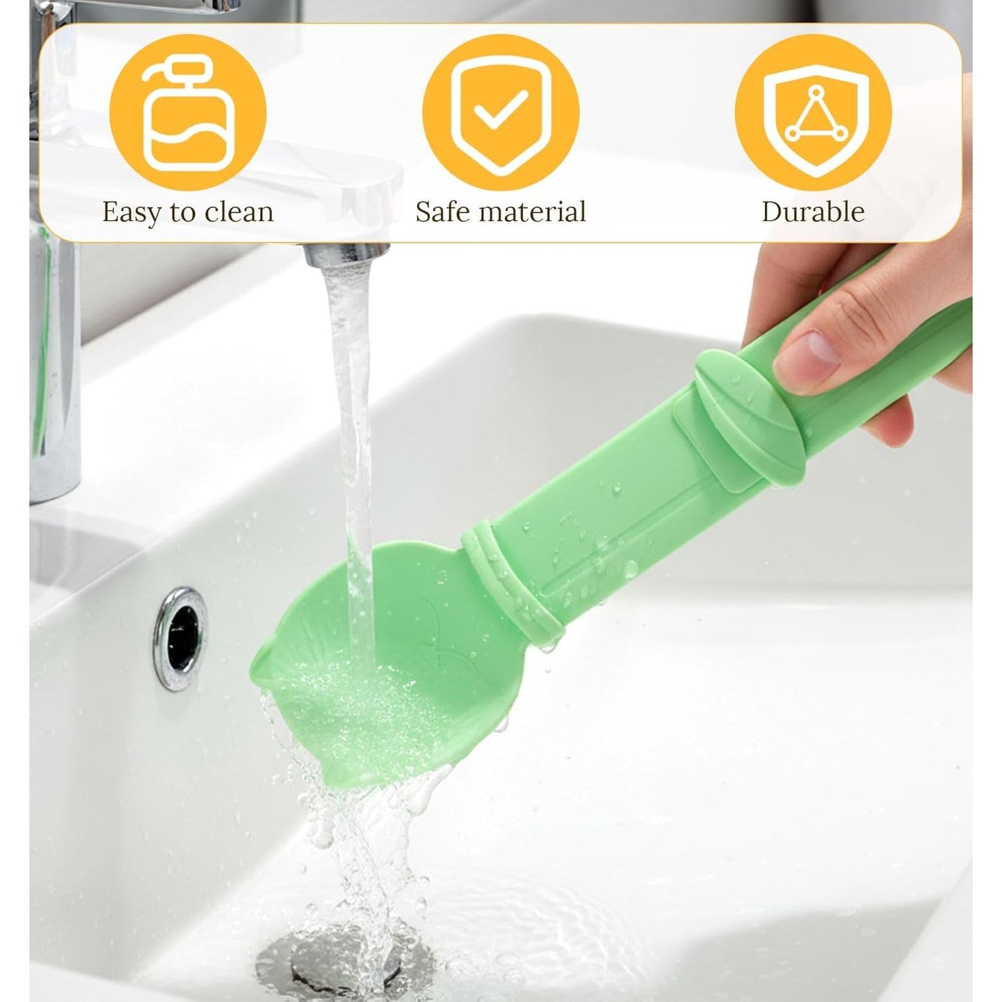 Multifunctional 3-Piece Cat Treat Spoon Set for Clean Feeding of Wet Food and Licky Treats - Beige, Green, Orange