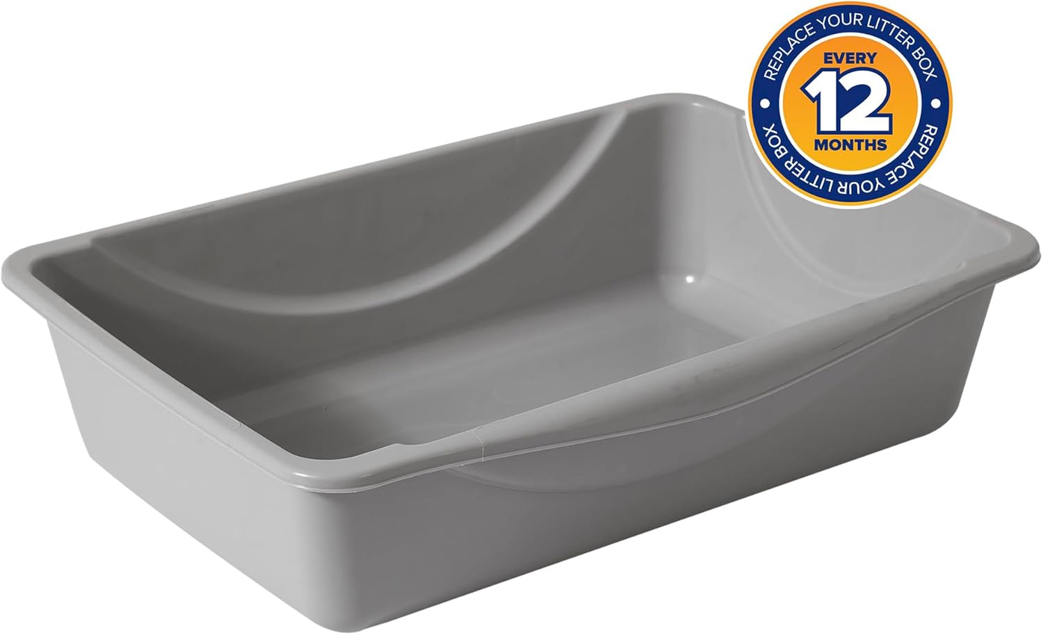 Petmate Open Litter Pan - Spacious Blue/Gray Design for Comfortable Cat Use, Made in the USA