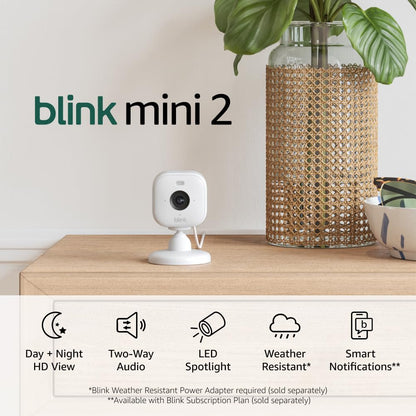Mini 2 (Newest Model) — Home Security & Pet Camera(S) with HD Video, Color Night View, Motion Detection, Two-Way Audio, and Built-In Spotlight — 1 Camera (White)