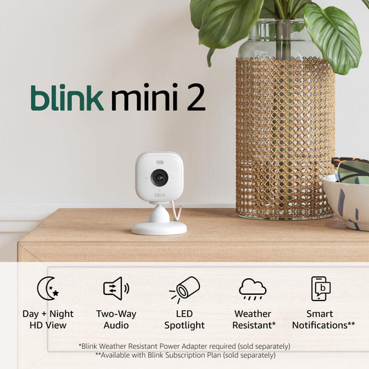 Mini 2 (Newest Model) — Home Security & Pet Camera(S) with HD Video, Color Night View, Motion Detection, Two-Way Audio, and Built-In Spotlight — 1 Camera (White)