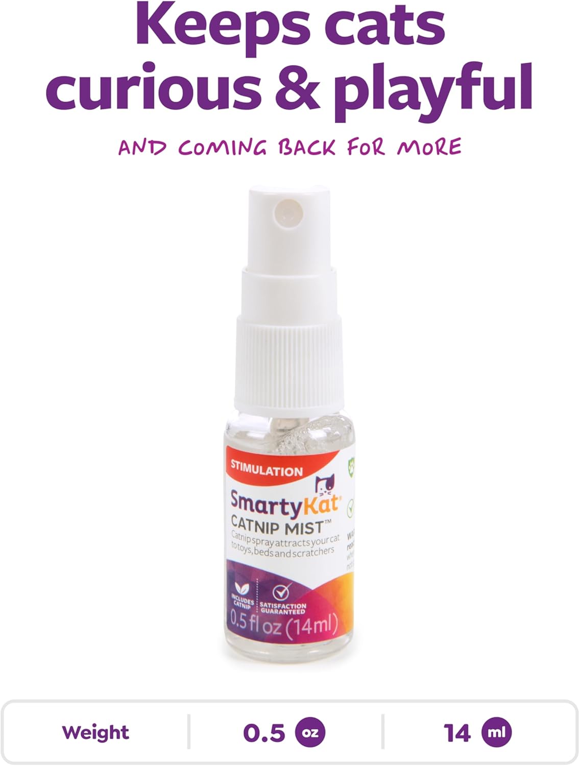 Smartykat Catnip Mist Catnip-Infused Cat Attractant Spray, Stimulating Positive Training Aid for Cats & Kittens, Trial Size