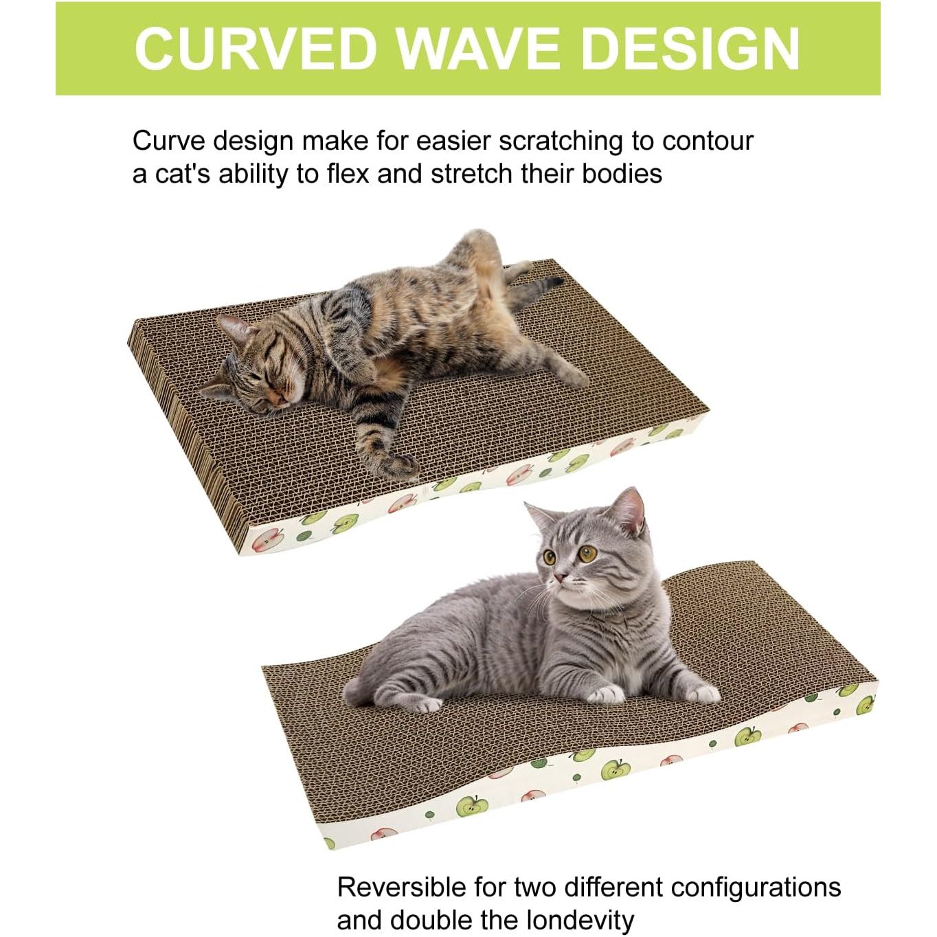 Premium Double-Sided Corrugated Cat Scratching Board with Catnip - Pack of 2