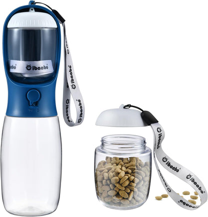 Cibaabo 2-in-1 Dog Water Bottle with Food Container - Perfect for Outdoor Adventures with Your Puppy!