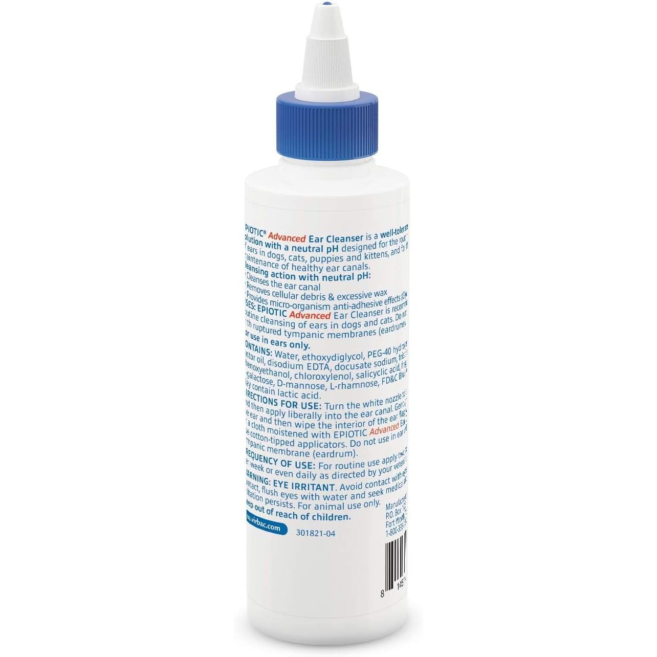 Advanced Ear Cleanser for Dogs and Cats - Gentle and Effective Formula, 4 Oz