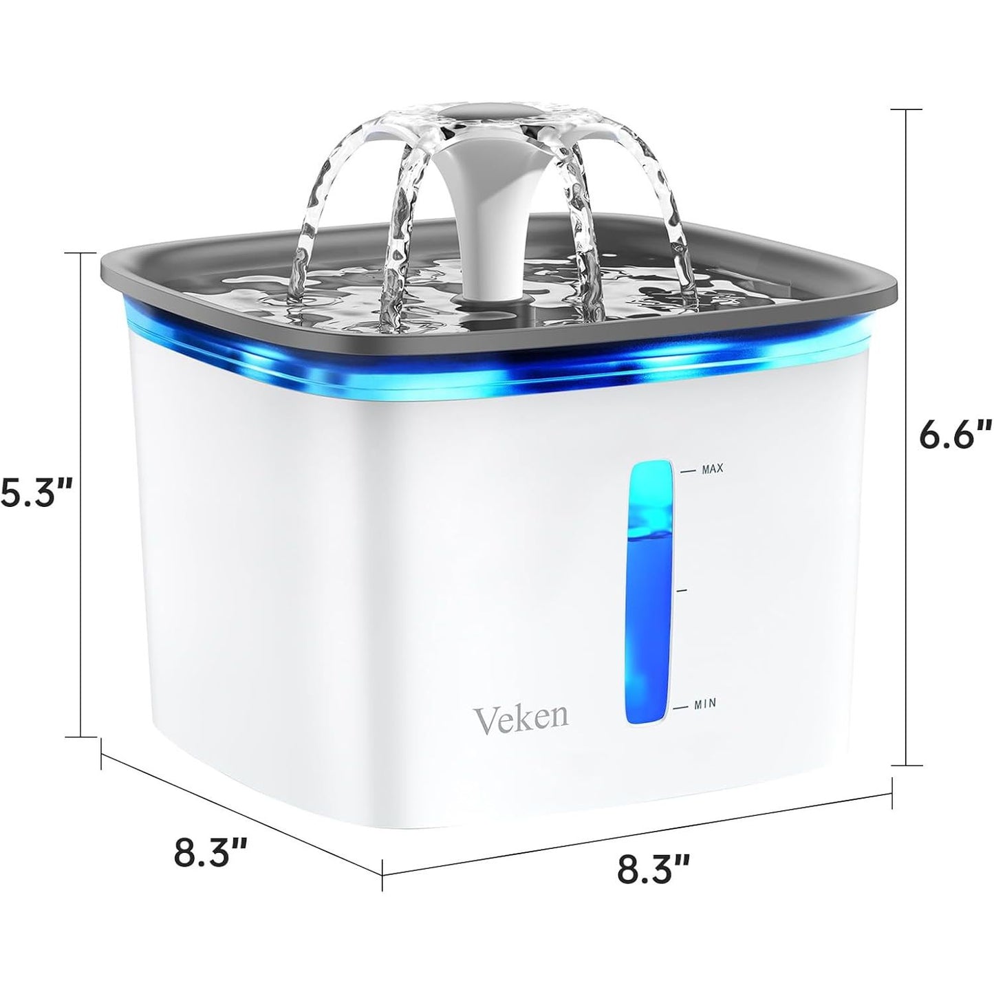 Award-Winning Automatic Pet Water Fountain with Replacement Filters for Cats and Dogs (Grey, Plastic)