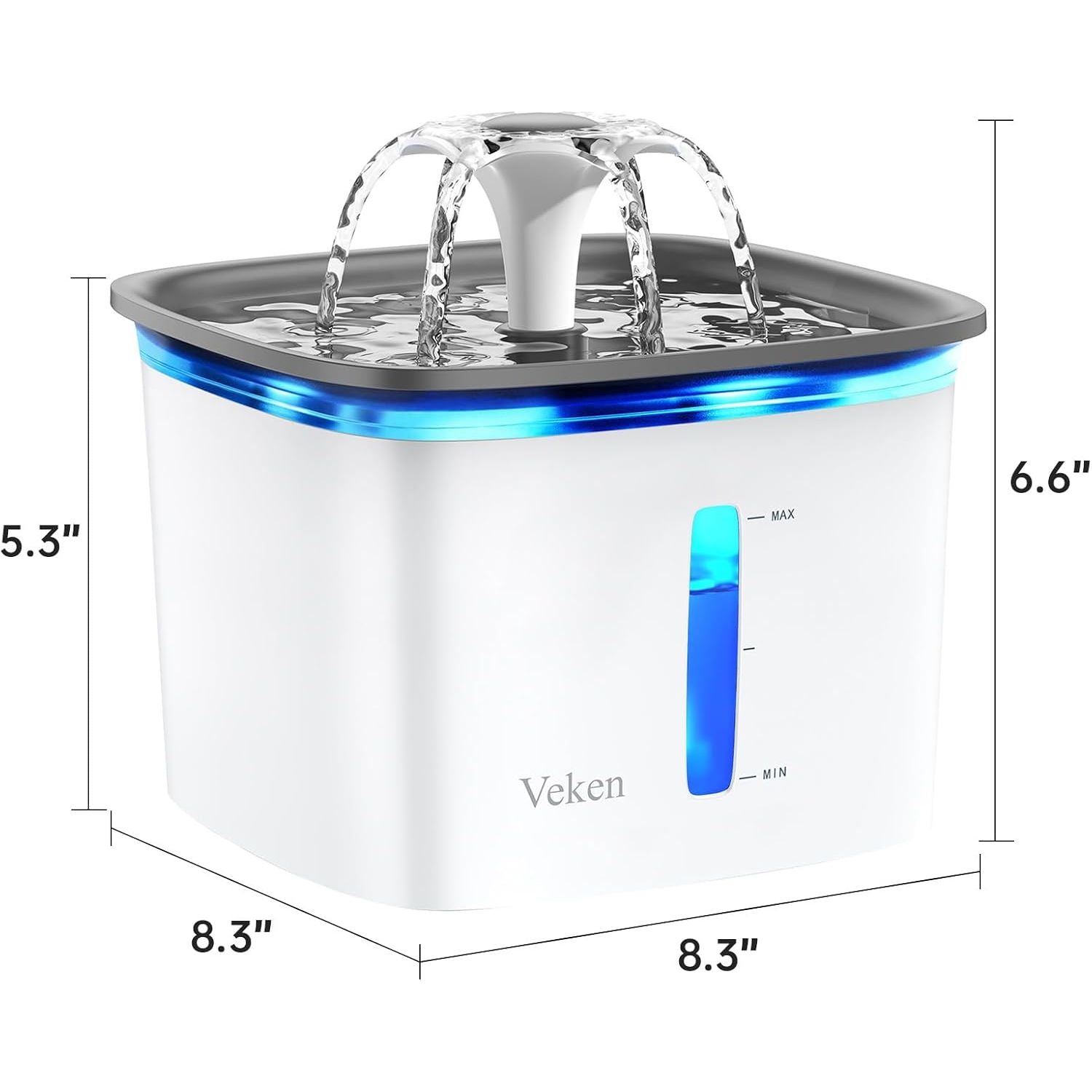 Award-Winning Automatic Pet Water Fountain with Replacement Filters for Cats and Dogs (Grey, Plastic)
