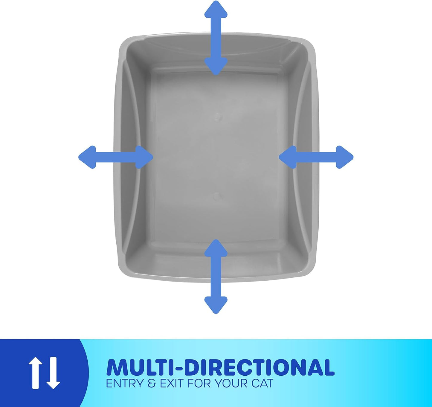 Petmate Open Litter Pan - Spacious Blue/Gray Design for Comfortable Cat Use, Made in the USA