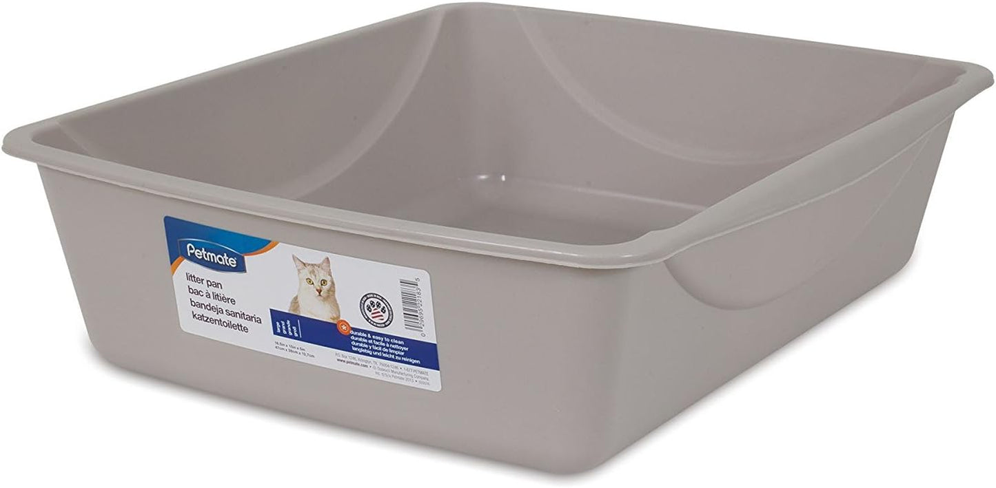 Petmate Open Litter Pan - Spacious Blue/Gray Design for Comfortable Cat Use, Made in the USA
