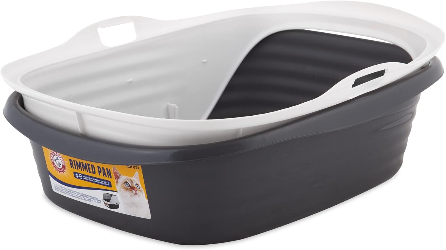 Arm & Hammer Rimmed Cat Litter Box - High-Sided Design with Odor Protection, Perfect for Indoor Cats
