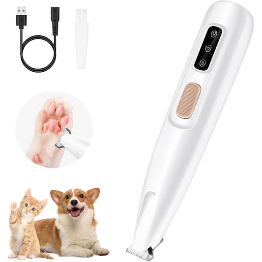 Waterproof Rechargeable Pet Hair Trimmer with LED Light for Paws, Eyes, Ears, Face, and Buttocks - Quiet Operation for Small Dogs and Cats