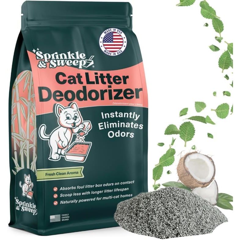 Premium Cat Litter Deodorizer | Non-Toxic and Safe for Kittens | Odor Control and Home Freshening | Convenient Sprinkle and Sweep Application | Made in the USA