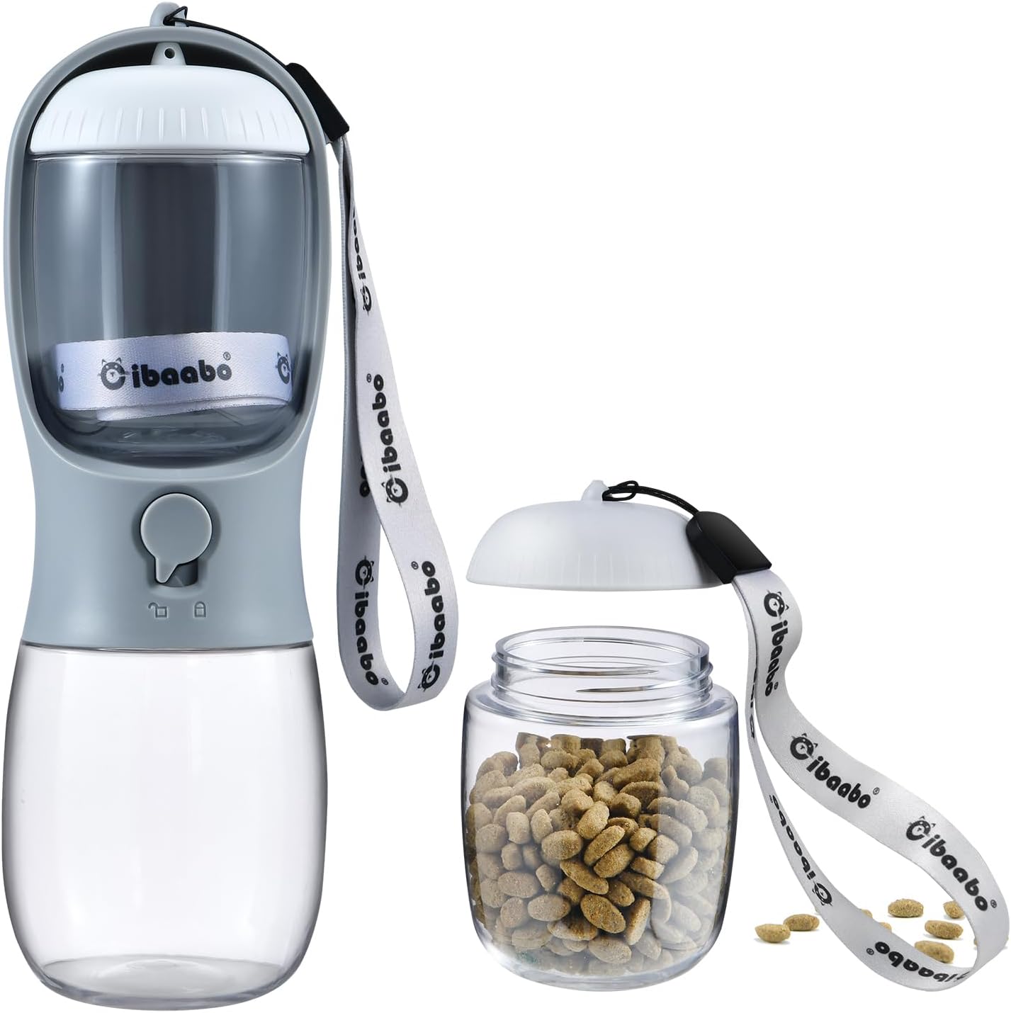 Cibaabo 2-in-1 Dog Water Bottle with Food Container - Perfect for Outdoor Adventures with Your Puppy!